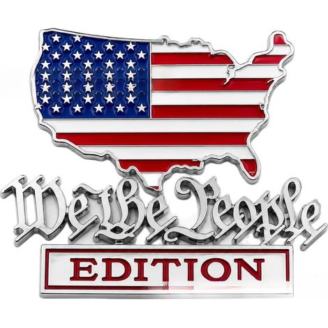 Patriot Flag Metal Car Badge, 13cm High + 3M Adhesive Backing - Flag-Style Patriotic Car Badge