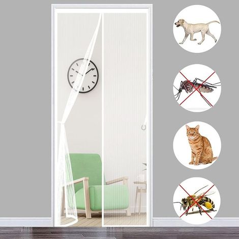 Moustiquaire Porte MagnéTique 120x210cm(47x83inch) Rideau Moustiquaire Rideau Anti Mouche Fermeture Automatique pour Porte d Entrée Intérieur/Patio/Coulissante, Blanc (1/5)