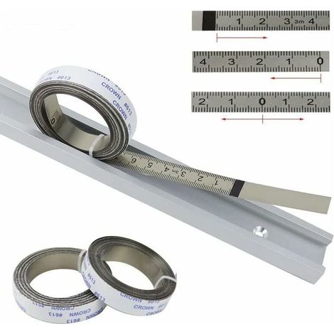 Règles métriques, Bandes de Piste Auto-adhésives, pour scie à Onglet, Mètre à Ruban, Règle d'échelle, du Centre à Droite et à Gauche, 2.5M-0-2.5M, Argent, 1PC (1/4)