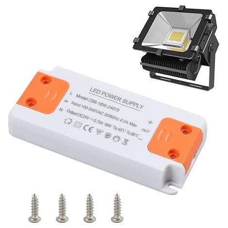 Transformateur LED 24V 18W, Driver Power Supply, Transformer Input 220-240V Output, Convertisseur AC à DC G4, GU5.3, MR11, MR16 et Rubans, Compact Facile (1/5)