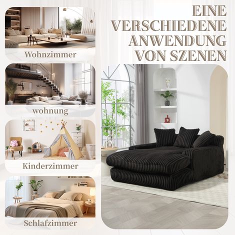 Canapé convertible moderne en corde, sofa nuage avec 3 coussins moelleux, siège unique au sol pour salon appartement bureau (Noir) (1/5)