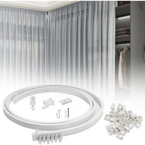 Kit de Rail de Rideau Plafond Pliable, 5M Rail de Rideau Flexible avec 40 Crochet pour Maison Chambre Fenêtre Salle de bain Bureau (1/3)