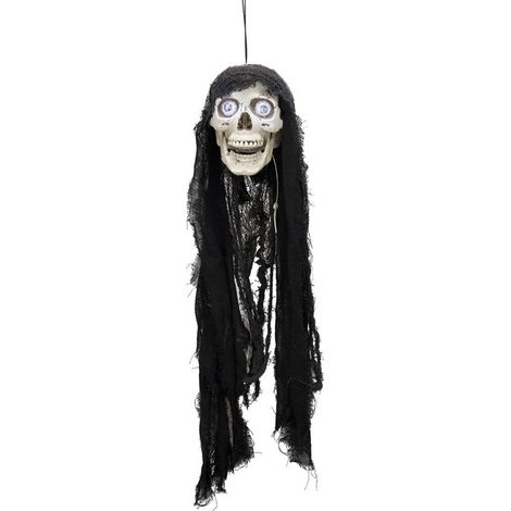 Décoration tête de mort animée lumineuse et sonore 70 cm (1/4)