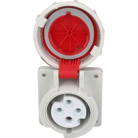 Prise industrielle encastrée étanche IP67 3 phases 4 broches 16A AC380-415V protection (1/5)