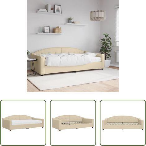 vidaXL Sofa mit Matratze - Tagesbett mit Matratze Creme 100x200 cm Stoff (1/5)