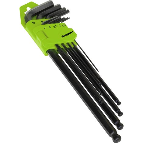 Sealey S01094 Siegen Extra-Long Ball-End Hex Key Set 9pc