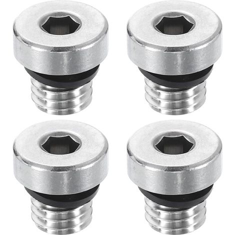 Juego de 4 tapones para mangueras de acero inoxidable 304 M8 x 1.25 - Rosca macho métrica - Cabeza hexagonal - Con anillo de sellado para tuberías de aire, agua, aceite y gas (1/5)