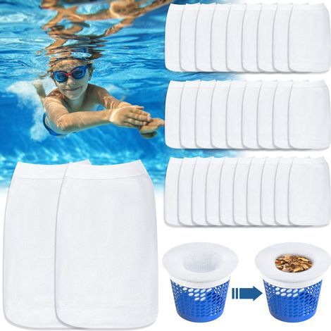 30 Pièce Chaussette Skimmer Piscine,Chaussettes Skimmer Reutilisable pour Panier Skimmer,Maille Ultra Fine,Nylon Élastiqu Pool Skimmer Socks pour Peuvent Emprisonner Pollen, Feuilles,Cheveux. (1/5)