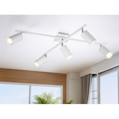 Deckenstrahler MARLEY Weiß 5-flammig, verstellbare Spots, Breite 77,5cm