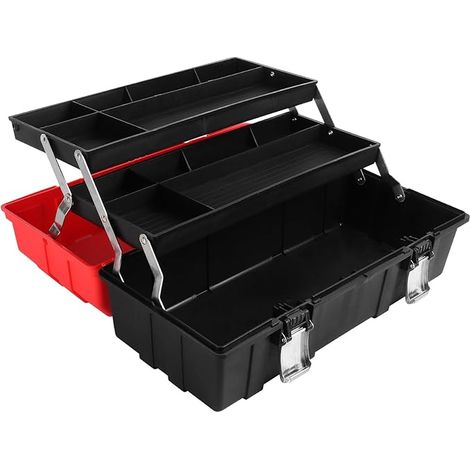 Werkzeugkasten, 43 cm – Großes Fassungsvermögen (43 x 28 x 20,5 cm) – Korrosionsbeständige Befestigungselemente – Zweikomponenten-Griff – 1 Stück
