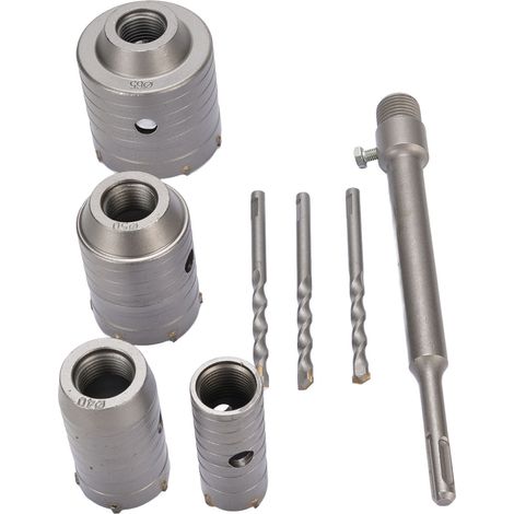 Kit de scie cloche pour béton, 5 pièces, 30mm 40mm 50mm 65mm, tige pour mur, ciment, maçonnerie, pierre, brique, ensembles de forets