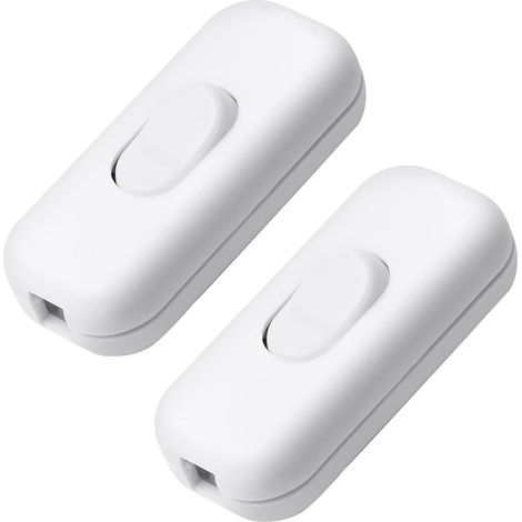 2 x Bedside Lamp Switch, Interswitch, Two-Pole Switch, for Table Lamp, Bedside Lamp, 60 x 26 x 15 (White) (1/5)