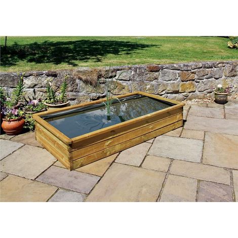 Zest Aquatic Raised Wooden Rectangular Garden Pond Planter Medium