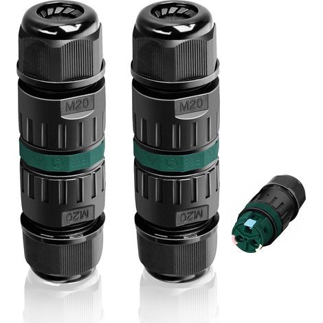 Lot de 2 connecteurs électriques étanches IP68, boîte de dérivation étanche extérieure 2 voies, raccord câble électrique pour diamètre 9 à 12 mm, connecteur de gaine M20 (1/5)