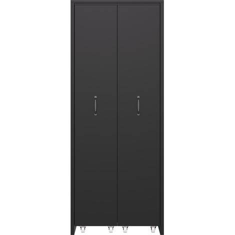 Librería extensible con ruedas, MDF negro, 4 baldas por módulo, reversible izquierda/derecha (1/5)