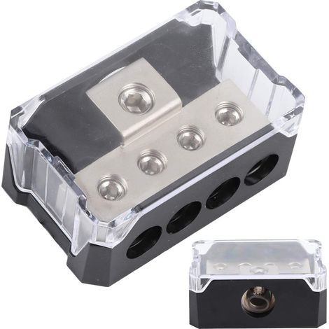 Bloc de distribution d'énergie 4 voies autoradio 12V, entrée 0 / 2 / 4 AWG, sortie 4 / 8 / 10 AWG amplificateur répartiteur de mise à la terre bloc de connexion de distribution de mise à la Terre - en (1/5)