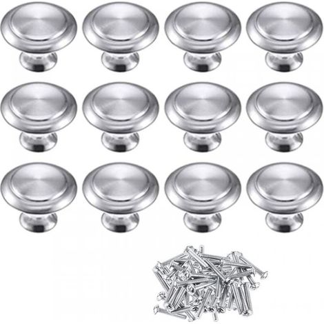 12pcs 23mm Furniture Knobs Set, Round Kitchen Door Handles, Zinc Alloy Door Handles, Polished Chrome Cabinet Door Handles, Kitchen Handles (1/4)