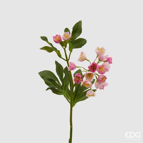 EDG Enzo De Gasperi Elleboro Rex Ramo x2 H 42 Cm Pianta Artificiale Rosa