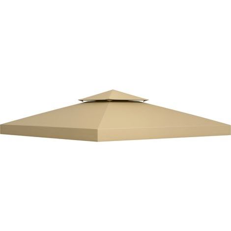 Toile de Remplacement pour Tonnelle 3x3 m, Housse de Protection Toit de Jardin Imperméable Beige (1/5)