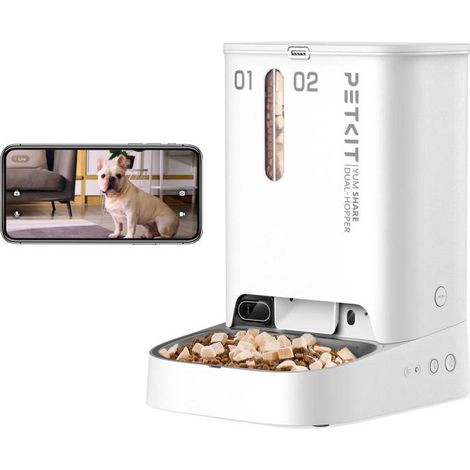 Petkit – Distributeur de croquettes automatique connecté double 5L avec caméra IA – Deux compartiments pour aliments secs – Matériaux PP, ABS, TP (1/5)