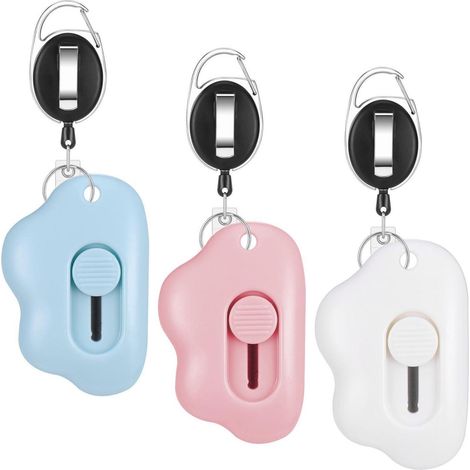 Mini cutter avec porte-clés, lot de 3, lame en acier inoxydable, ouvre-colis