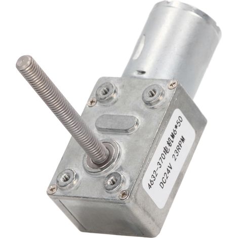 Moteur à courant continu à engrenages résistant aux chocs, turbine carrée à vis sans fin, réducteur de vitesse 24 V CC, filetage M6 x 50 mm, 23 tr/min (1/5)
