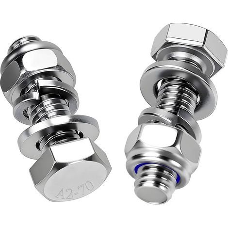 15 Pièces Boulons à Tête Hexagonale M6x20 mm Boulon Inox A2 V2A Vis et Boulon DIN 933 Vis à Métaux avec Écrous Rondelles pour Meubles Auto Vélos Bateaux Impression 3D Moto (1/5)