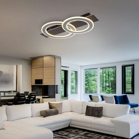 Lampada da soffitto Plafoniera Soggiorno Sala da pranzo luce grigio antracite LED, metallo acrilico, 1x LED 40W 2000Lm 3000K, LxLxH 63x35x7 cm
