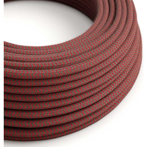 Creative-Cables, Cavo elettrico, 3x0,75 mm², 50 m, Rosso Fuoco e Grigio Pietra RZ28, Tessuto, Rotondo