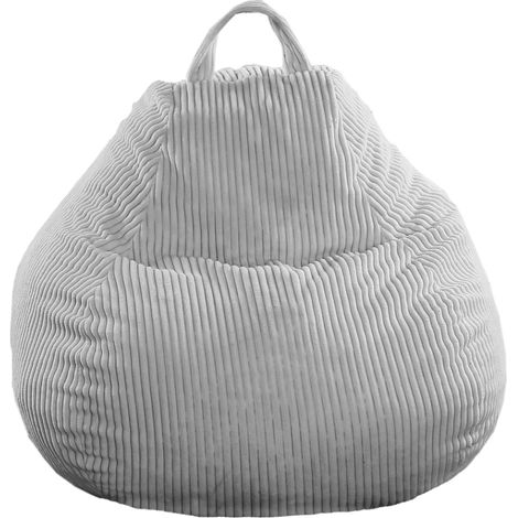 Pouf Poire Velours Côtelé déhoussable - 80x70 cm Gris clair Bananair Fabriqué en France