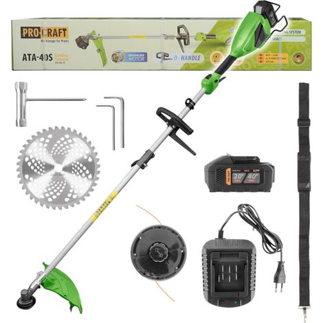 Desbrozadora a batería Procraft ATA-40S 40 V 420 mm sin escobillas + 1 batería de 4,0 Ah + cargador