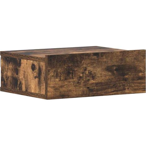 Juego de 2 mesitas de noche de pared con cajón 40 x 30 x 15 cm madera de ingeniería marrón DEC035990