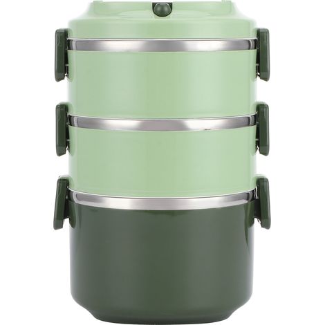 Boîte repas isotherme en acier inoxydable, bento portable trois couches 2.4L pour conservation alimentaire (1/5)