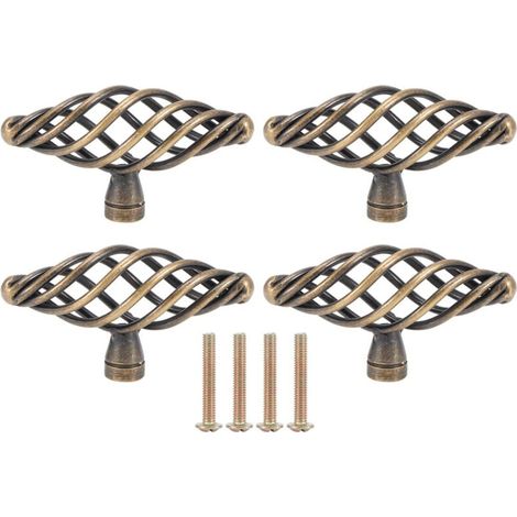 Poignée de tirage en laiton vieilli, lot de 4, boutons pour meuble et armoire, accessoire de serrurerie en métal robuste (1/5)