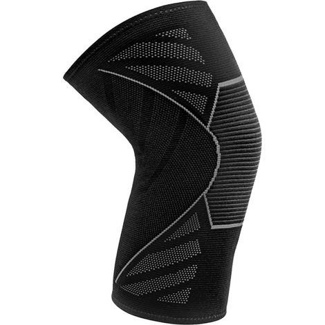 Rodillera unisex de compresión, ideal para practicar deportes, correr, hacer sentadillas y fitness. Es elástica y cómoda, talla mediana, color negro y disponible en tallas grandes. (1/5)