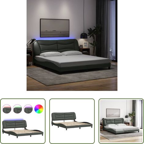LED-Leuchten - Bettgestell mit LED ohne Matratze "Hvar" Dunkelgrau 180x200 cm Stoff (1/5)