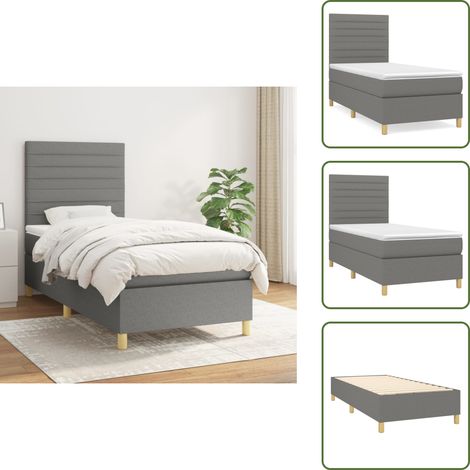 Boxspringbett mit Matratze Dunkelgrau 90x200 cm Stoff - Boxspringbett - Doppelbett - Bettenrahmen - Matratze - Nachttisch (1/5)