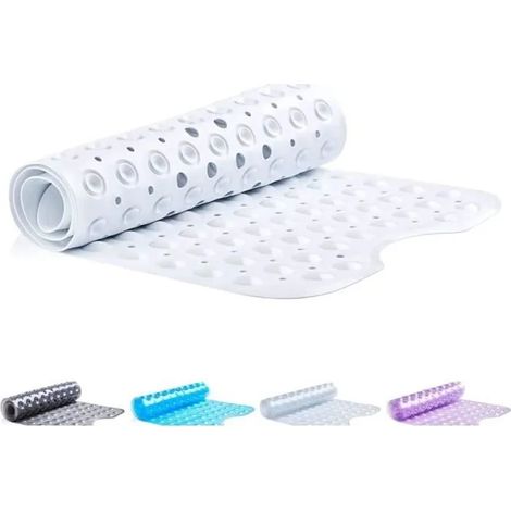 Tapis de Bain, Baignoire, Douche - Antidérapant Avec Ventouse, Anti-Moisissure,LBlanche,100x40cm (1/4)