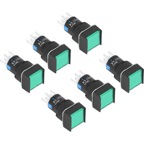 Bouton poussoir lumineux 16mm carré auto-verrouillant 25 pièces, interrupteur miniature 24V 5A vert, commodité pour panneau LED. (1/5)