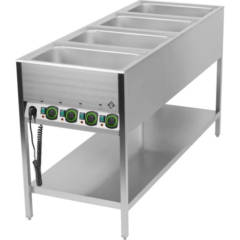 Bain marie stationnaire électrique GN 4-1/1 commande sur le côté court avec étagère basse RM - BMSK 4120 - RM Gastro