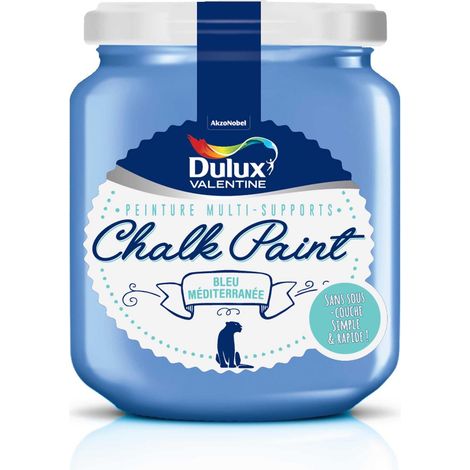 Peinture De Rénovation Chalk Paint Ultra Mat Bleu Méditerranée 0,175 L - Dulux Valentine (1/5)