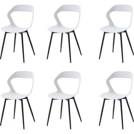 Wokaka Lot de 6 Chaises de Salle à Manger - Chaises Scandinaves - Chaises en Plastique avec Pieds en Métal - Blanc