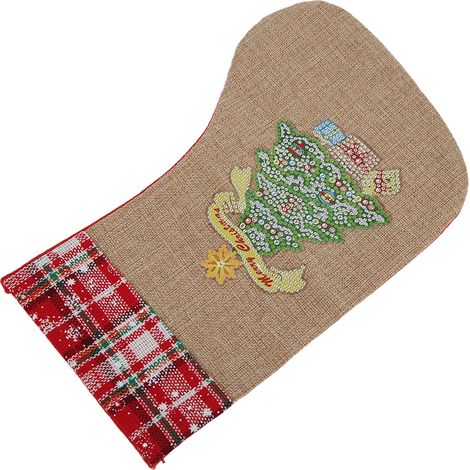 Chaussettes de Noël en flanelle de lin, aux couleurs vives et au design raffiné, véritables ornements décoratifs festifs. (1/5)