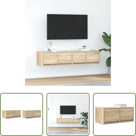 Holzschrank - TV-Schränke 2 Stk. Sonoma-Eiche 60x31x25,5 cm Holzwerkstoff (1/5)