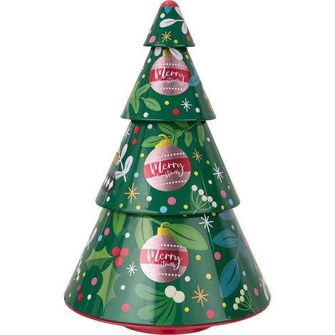 Boîte À Bonbons Forme D Arbre De Noël - Boîte De Rangement Pour Confiseries - En Fer - Vert - 27 X 18 Cm - 1 Pièce (1/5)