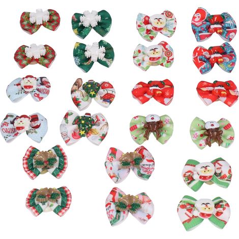 Lot de 22 nœuds papillon de Noël mignons et élégants pour chiens et chats, avec élastique. (1/5)