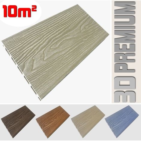 Listone WPC 3D 10m² per pavimentazione decking colore Cream effetto legno listone 146x2200mm spessore 25mm (1/5)