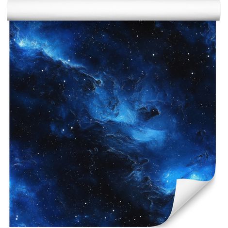Aquarell-Galaxie-Tapete, blauer Hintergrund, blaues Zentrum, 50 x 1000 cm (1/5)