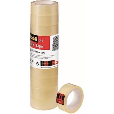 Scotch Nastro Adesivo Trasparente - 10 Rotoli (15 mm x 10 m) - Nastro Multiuso Forte e Duraturo per Casa, Ufficio e Scuola (1/3)