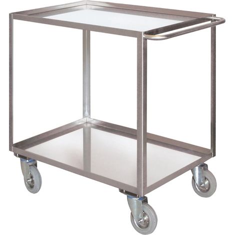 Portatutto Medio a 2 piani con bordo di contenimento in acciaio inox AISI 304 con ruote girevoli